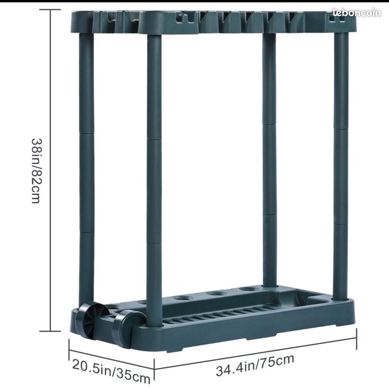 Bruns Rail De Support Pour Outils De Jardin Et Atelier 100 Cm - 10 Supports Rouges Jusqu'à 10 Kg - Organisation Parfaite