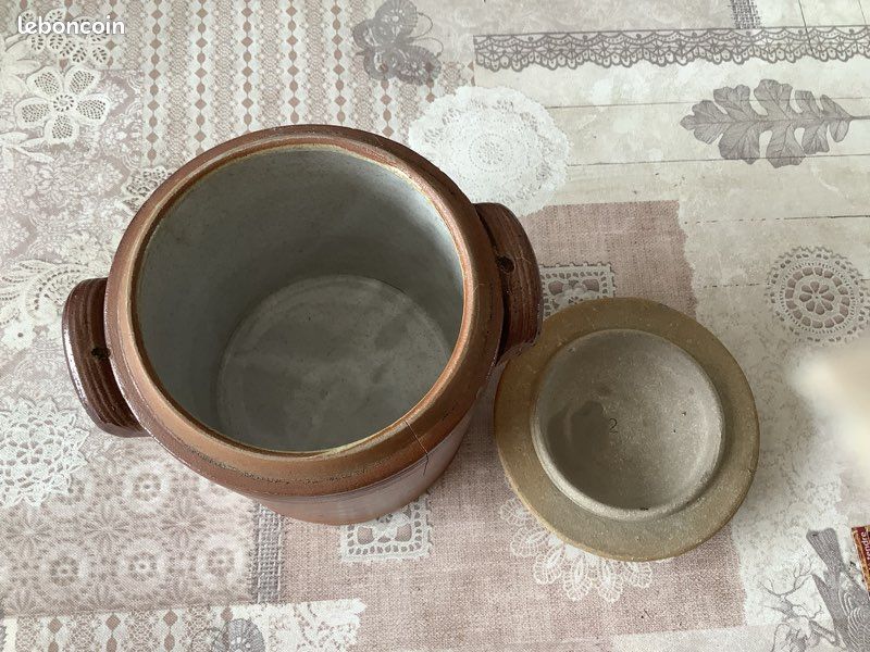 Pot à graisse en grès émaillé marron (image 2)