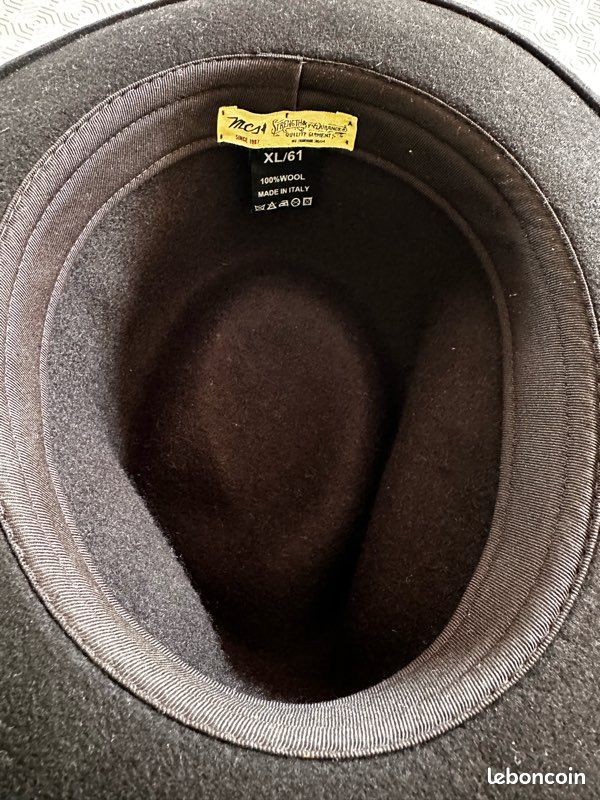 Chapeau Large Bord En Laine Noire Made In Italy - Taille 56 - Style Panama - Neuf Avec étiquettes