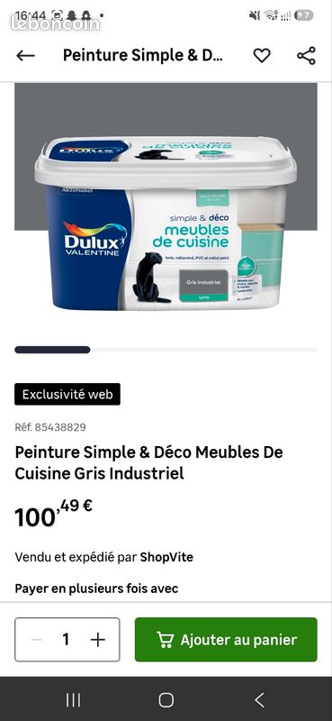 Peinture GRIS INDUSTRIEL satin Dulux Valentine meubles de cuisine simple et deco sous-couche intégrée bois , mélaniné, pvc et métal peint 2l = 24m2 (image 3)