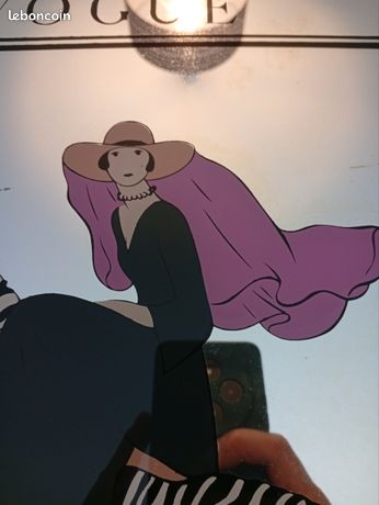 Miroir Sérigraphié VOGUE - 43x33 Cm - Occasion - Déco Murale