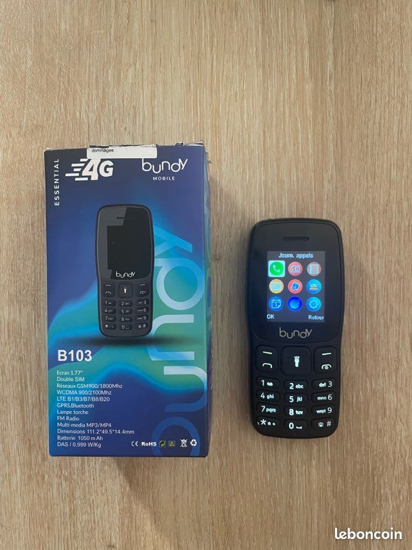 Téléphone portable à touches BUNDY B103 4G – Neuf / Double SIM – Idéal pour un Dumb Phone (image 2)