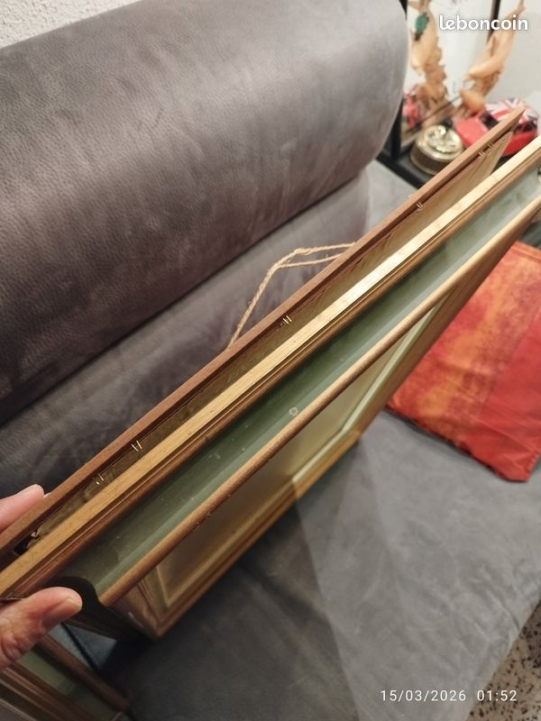 Deux cadres vintage en bois avec plaque en verre (image 11)