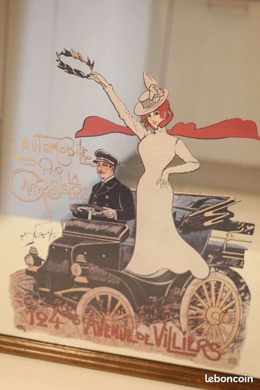 Cadre miroir FEMME voiture ancienne 40 x 30 cm environ (image 2)