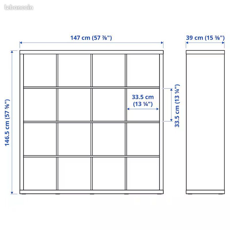 Meuble - étagère KALAX IKEA NOIR 16 CASES (image 5)