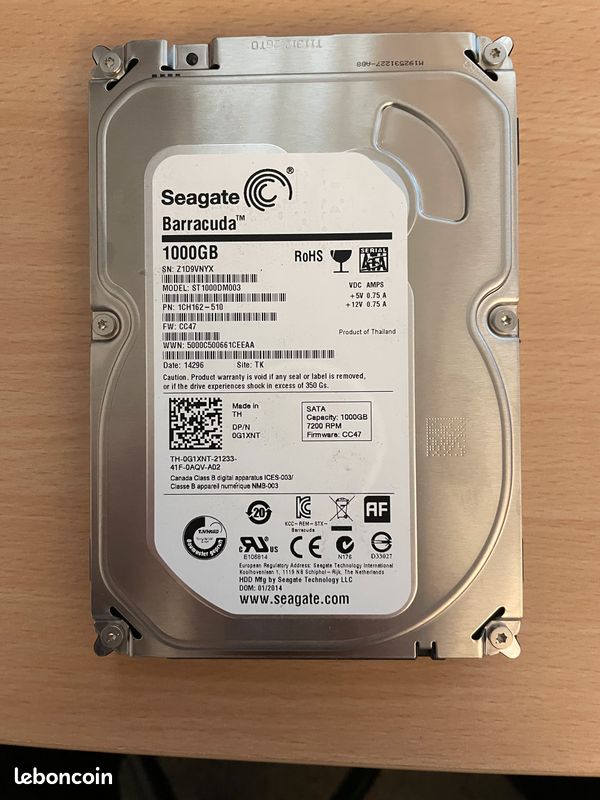 Disque dur To Seagate Barracuda ST1000DM003-1CH162 SATA 3,5