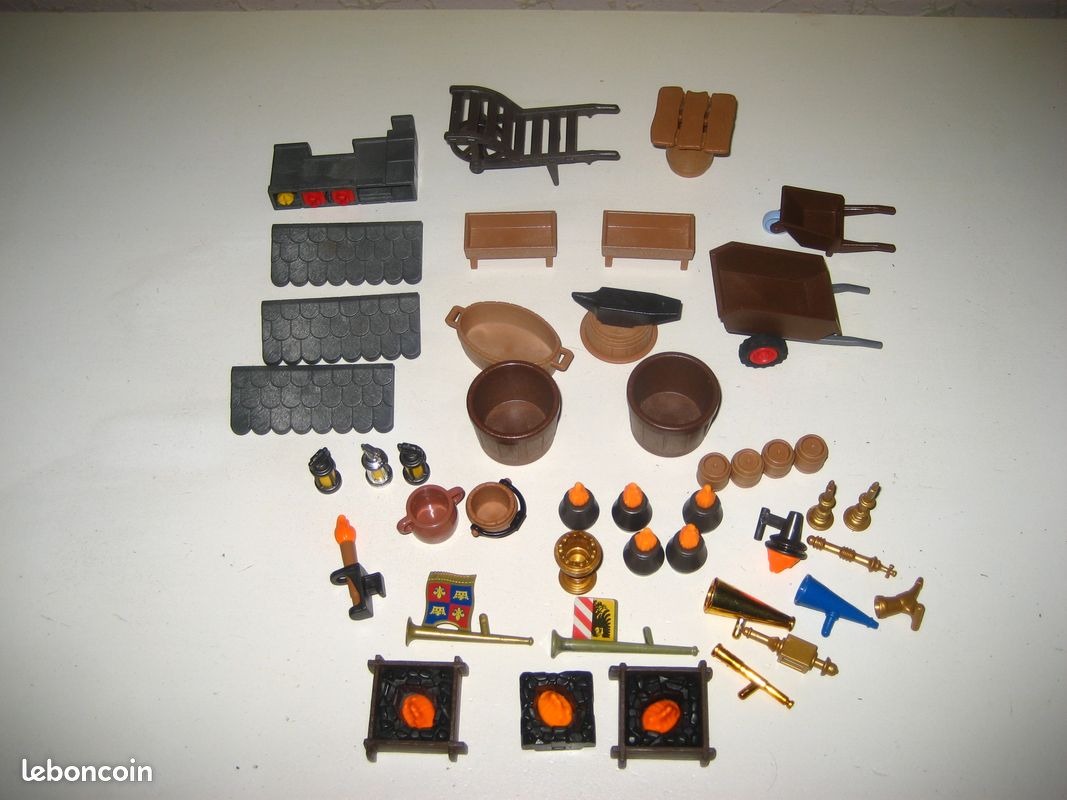 Pièces Détachées Playmobil - 1 Pièce Réf. 3887 + 2 Roues Et 1 Axe - Occasion