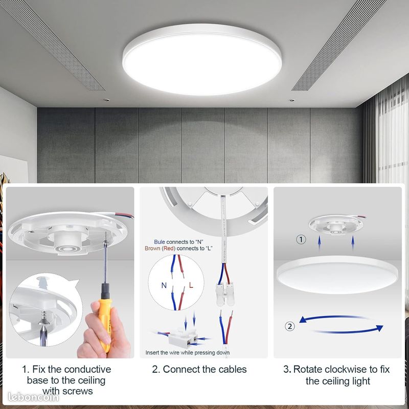 Taipow Plafonnier Led Couleur, 30W 2700K-6500K Luminaire Plafonnier Led avec Télécommande et Contrôl (image 9)