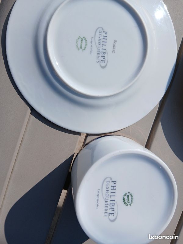 Service à café porcelaine de limoges Philippe Deshoulières lot 5 tasses, 6 assiettes (image 4)