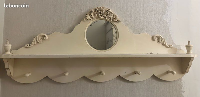 Lot 3 étagères murales shabby chic campagne romantique patine crème (image 2)