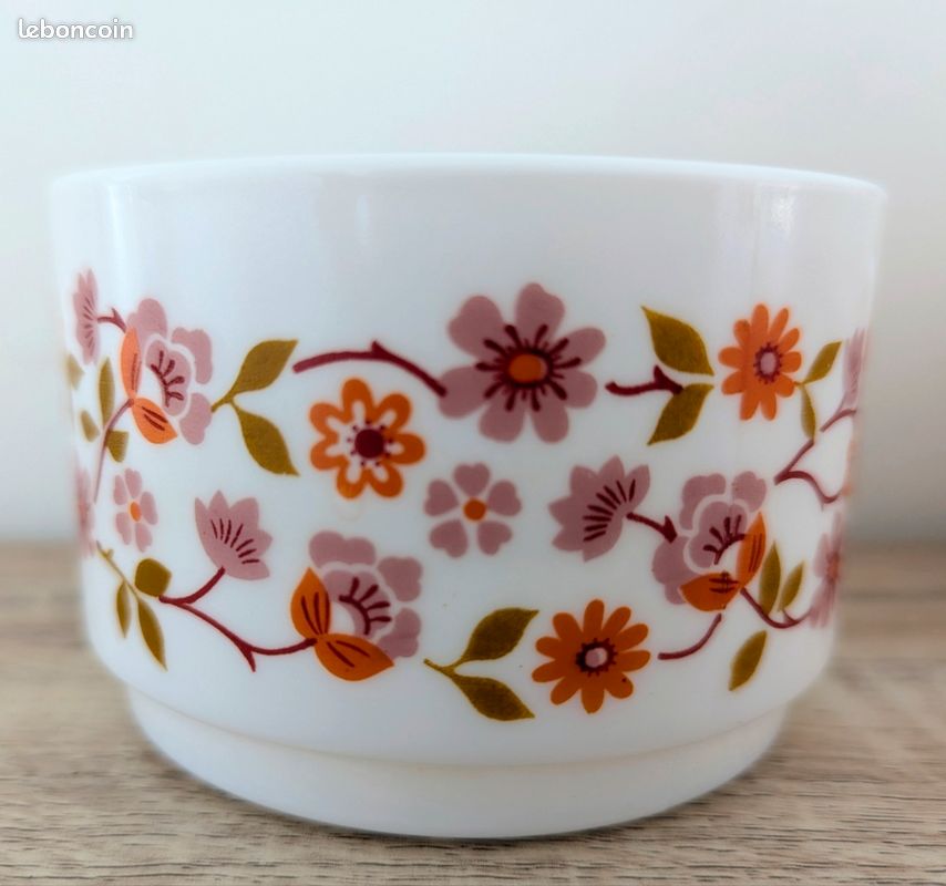 Lot De 2 Tasses à Café Arcopal Scania - Vintage Seventies Motifs Fleurs