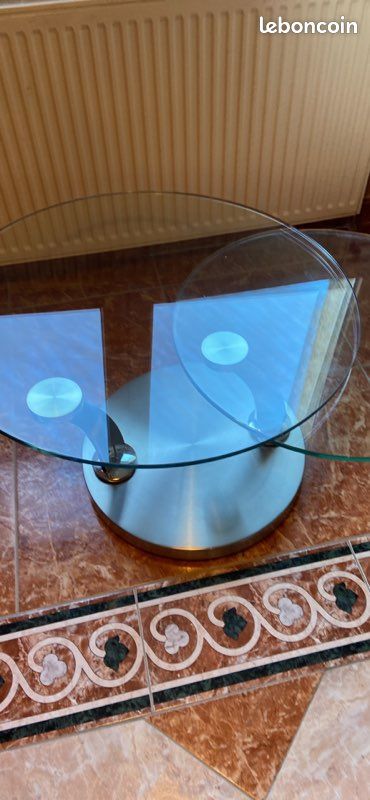 Table en verre de salon plateau tournant (image 1)