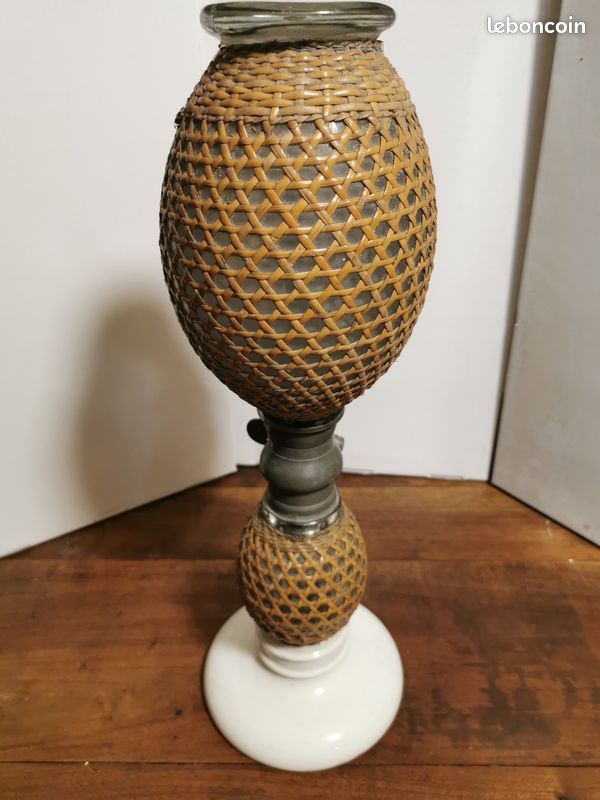 Ancien gazogène BRIET de 1900 en rotin tressé et faïence (image 4)
