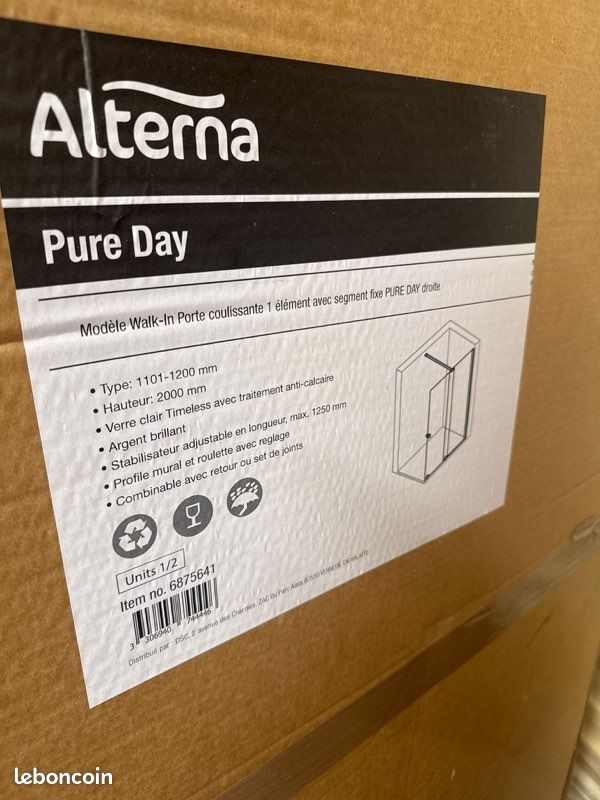 Porte de douche Alterna PURE DAY – Walk-In coulissante (sens inversé possible) (image 1)