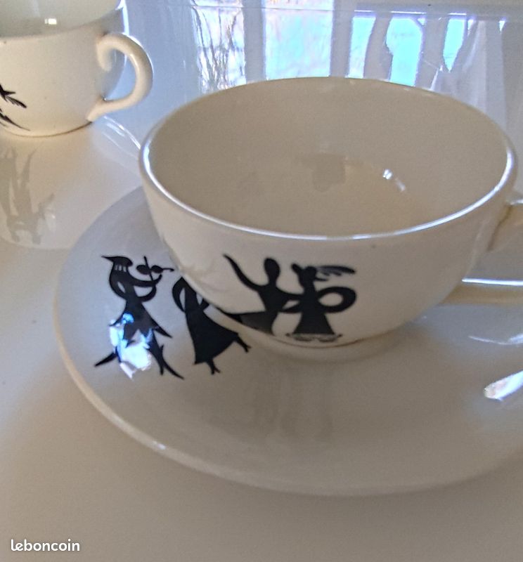 Tasses et soucoupes céramique Lonchamp modèle Sylvestre années 50/60 (image 2)