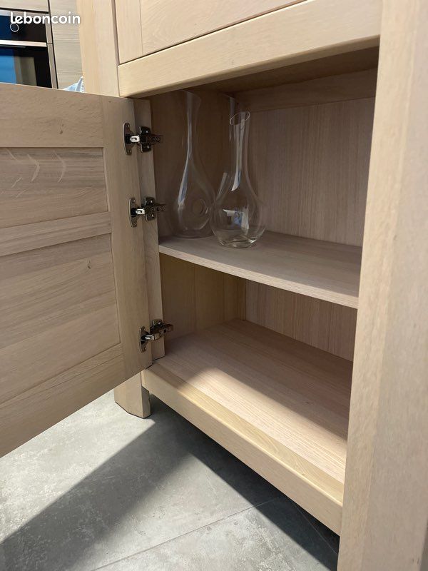 Armoire verrière bois massif chêne blanchi (image 6)