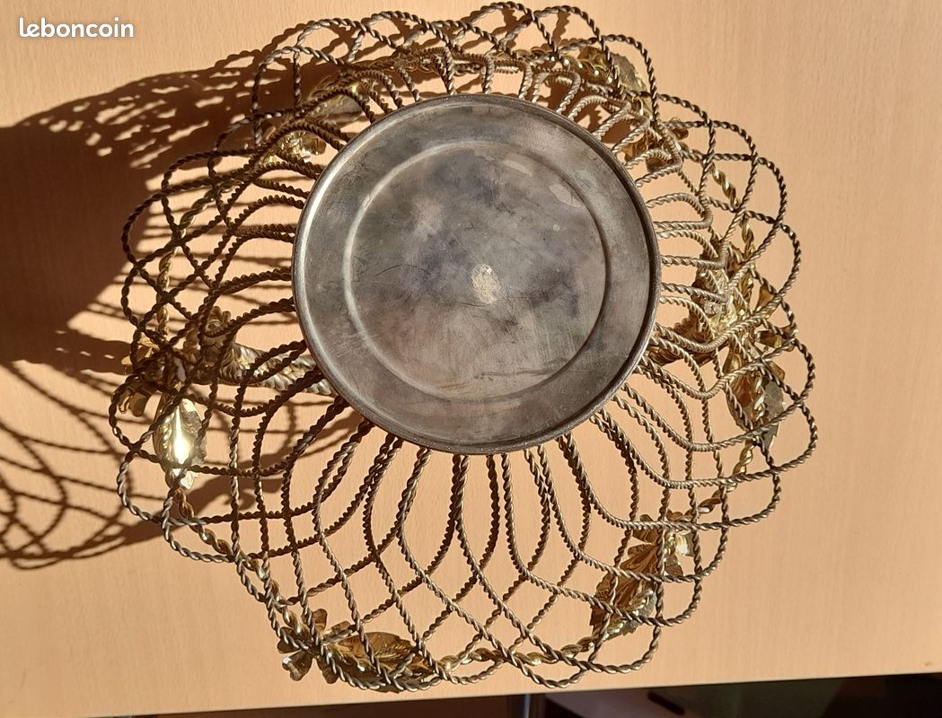 Vintage - Panière à fruits en fil de laiton argenté (image 2)