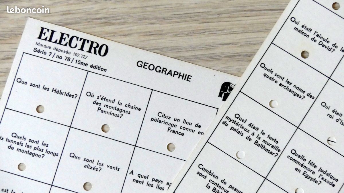 Ancien JEU ELECTRA électrique FICHES question reponse