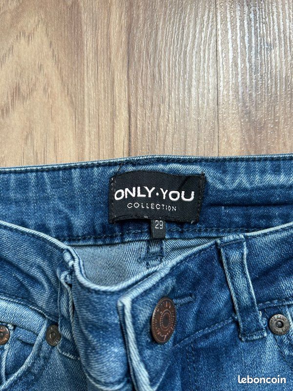 Jean bleu troué Slim Only Tailles XS-S (image 4)