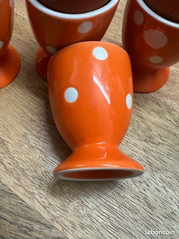 Lot De 4 Coquetiers Vintage Avec Impression Poules - Porte-Œufs à Coque Avec Poignées