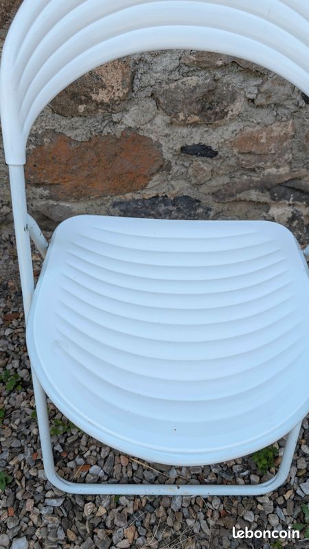 Paire de chaises de jardin pliantes vintage rétro 1970 - Style Space Age / Design Italien – plastique bon état (image 3)