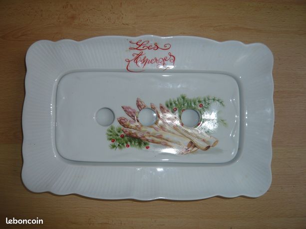 Lot De 6 Assiettes à Asperges En Porcelaine L'Hirondelle – Blanc, état Très Bon