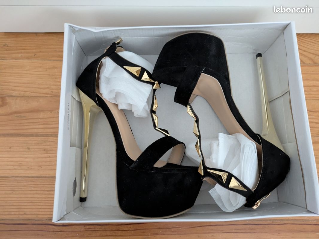 Escarpins à Plateforme Talons Très Hauts - Noir - Taille UK 5 (EUR 38) - Occasion Très Peu Portés