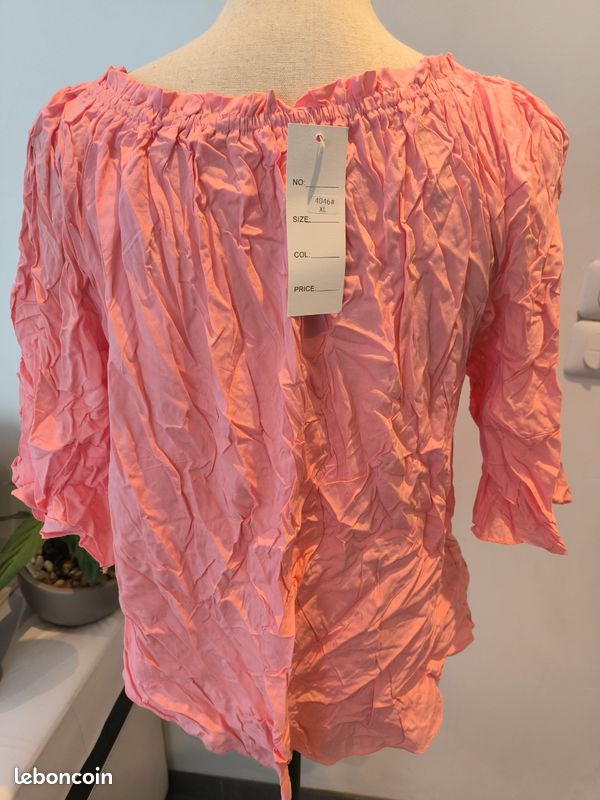 Blouse élégante rose corail (image 2)