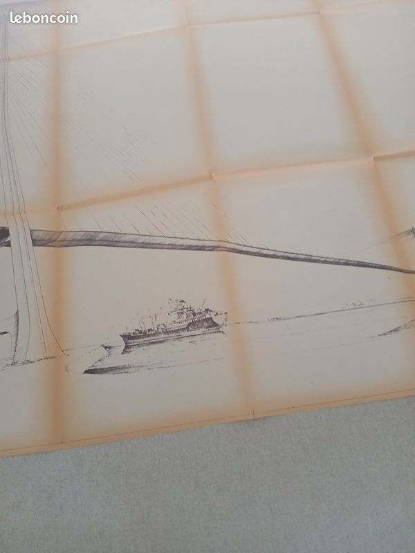 2 affiches 50 ans du pont de tancarville PLUS grand plan projet du pont de honfleur 120 PAR 80 CM (image 6)