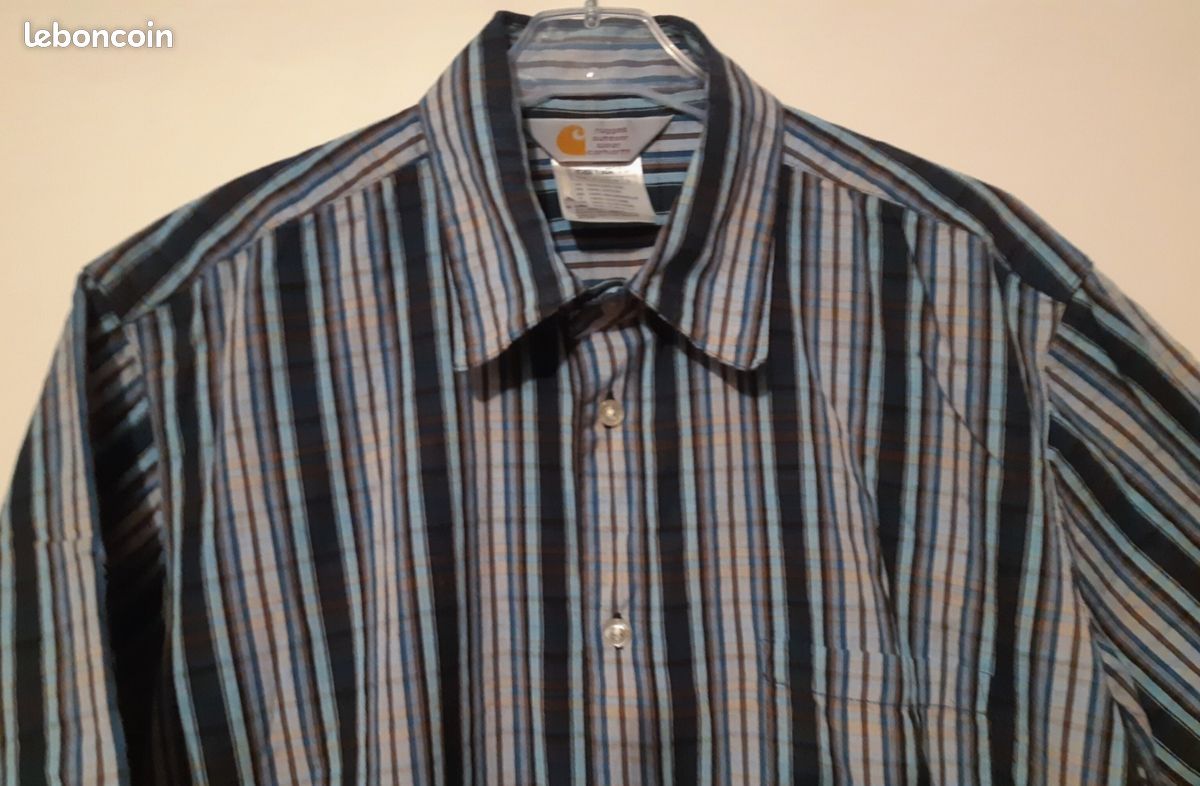 Chemise Drunknmunky Homme - Manches Courtes, Carreaux Bleu/moutarde - Taille XL