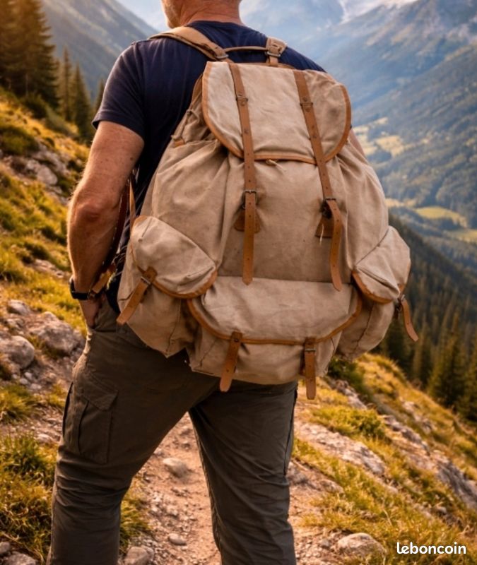 Sac à Dos Scout LAFUMA Années 60 – Toile Armature Vintage – Fabriqué En France