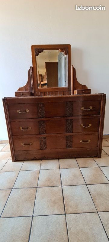 Meuble bois et marbre coiffeuse (image 2)