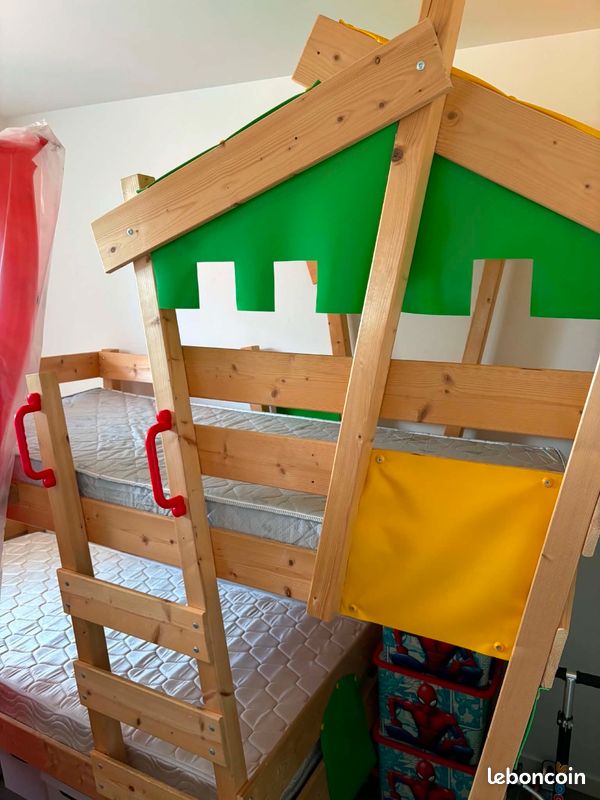 Lits cabane superposés avec toboggan (image 3)