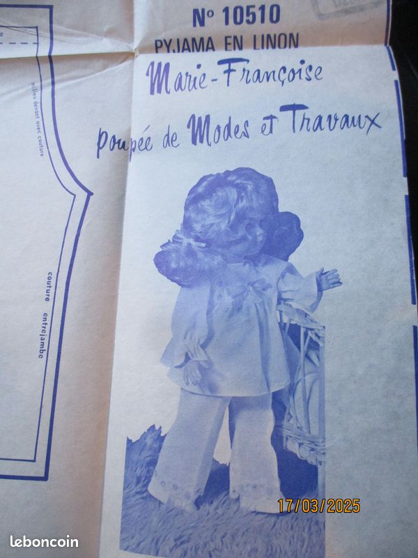Lot De 5 Patrons De Poupée Modes Et Travaux 1976 - Vintage France