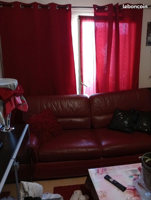 Salon cuir rouge bordeaux (image 1)