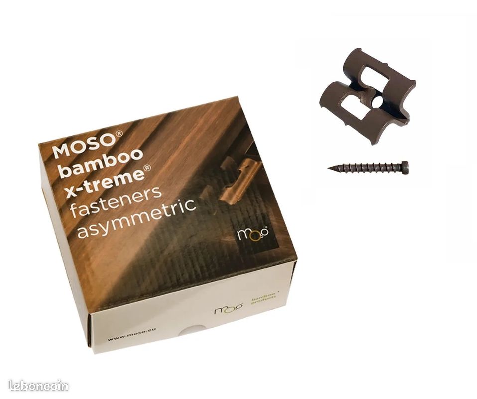 Clips de fixation - MOSO Bambou X-treme - Fasteners Asymmetric - Boite de 90 clips + 90 vis + 1 embout - 7 BOITES NEUVES (image 1)