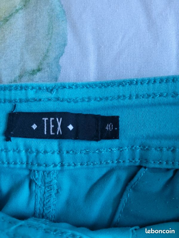 Jupe femme coton extensible turquoise (image 3)