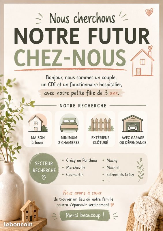 Maison 3 pièces 90 m² · à Crécy-en-Ponthieu · 90 m² · 800 €/mois