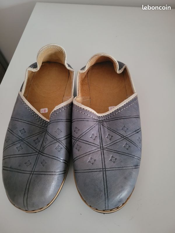 Babouches cuir berbères marocaines garçon (image 4)