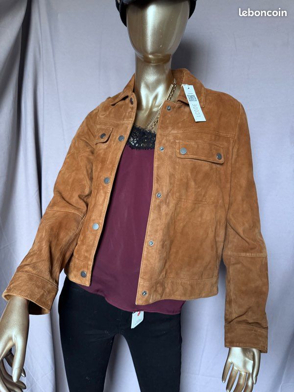 Veste motard perfecto en cuir IKKS (image 1)