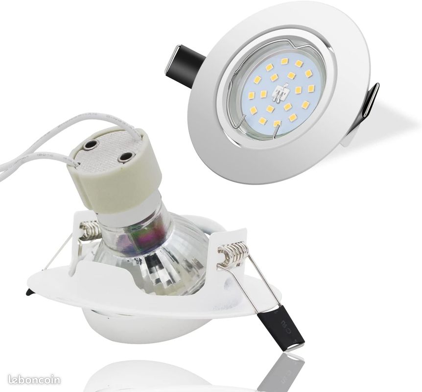 Spot LED Encastrable Orientables,230V Lumière Blanc Froid 6000K,5W(Equivalente 50W Halogène) 600lm GU10 Plafonnier Encastré,Rond Blanc Métal Cadre,30°orientable 120°d’éclairage,Non-Dimmable-Lot de 10 (image 3)