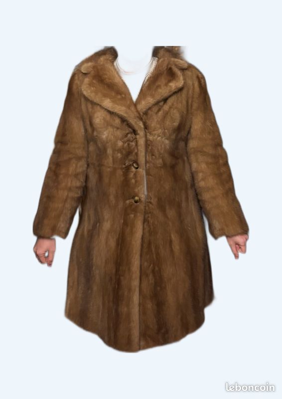 Manteau En Vison Véritable Reiner Paris - Taille XL 3/4 - Noir - État Impeccable Neuf Sans étiquettes