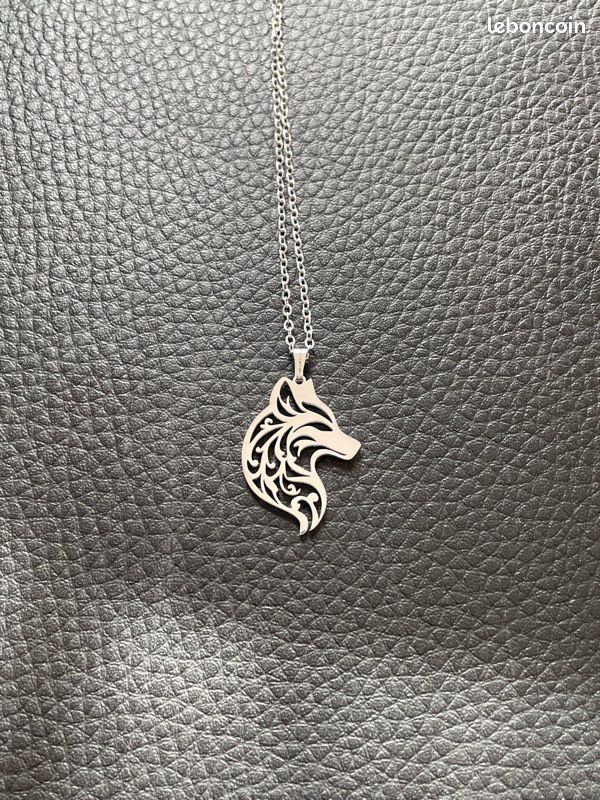 Collier avec pendentif en dents de loup pour hommes et femmes, 1 pièce