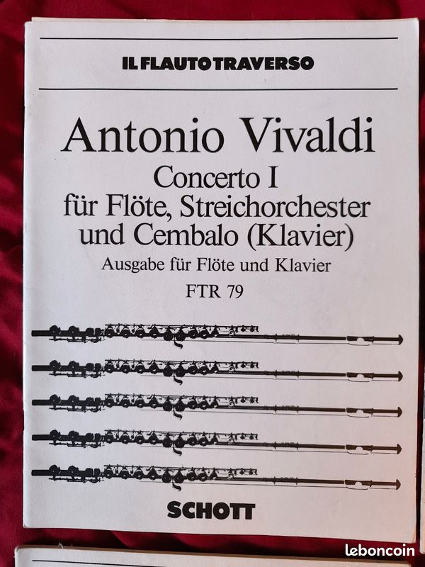 Lot 4 partitions concerto Vivaldi pour flûte traversière et piano (image 2)