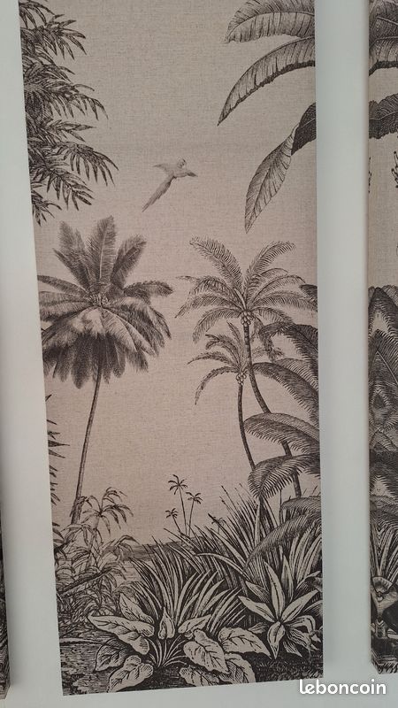 Toiles imprimées triptyques jungle noire et beige, 135x120 cm (image 4)