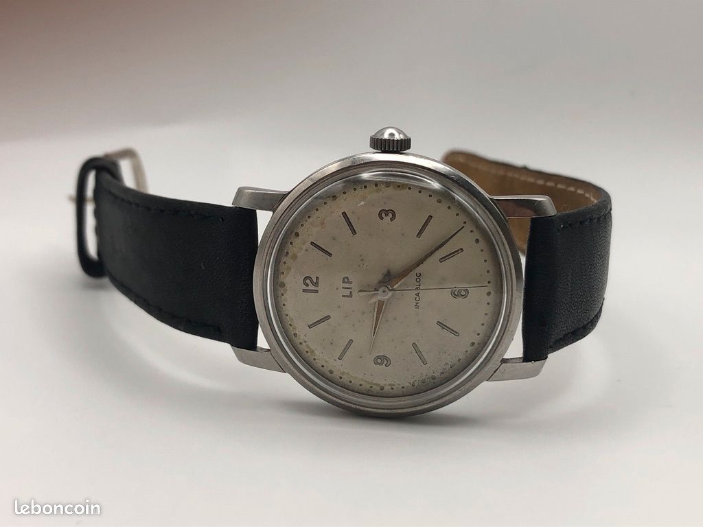 Montre Lip Vintage - Acier, Calibre R23C, Aiguilles Tritium - 33mm - Fond Vissé