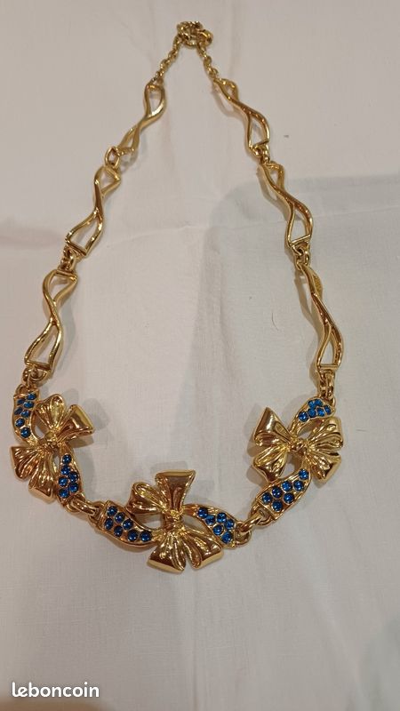 Collier 2 Rangs Ronds Lisse Et Aspect Martelé, Pierres Quartzite Et Pastilles Acier Dore 116320