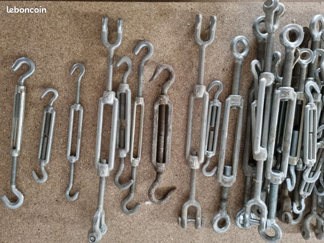 Tendeurs câble / ridoirs — neufs, 10 à 30 cm, environ 50 pièces (image 1)