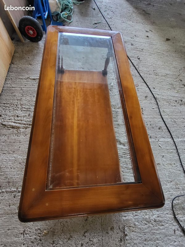 Table basse en verre et merisier (image 3)