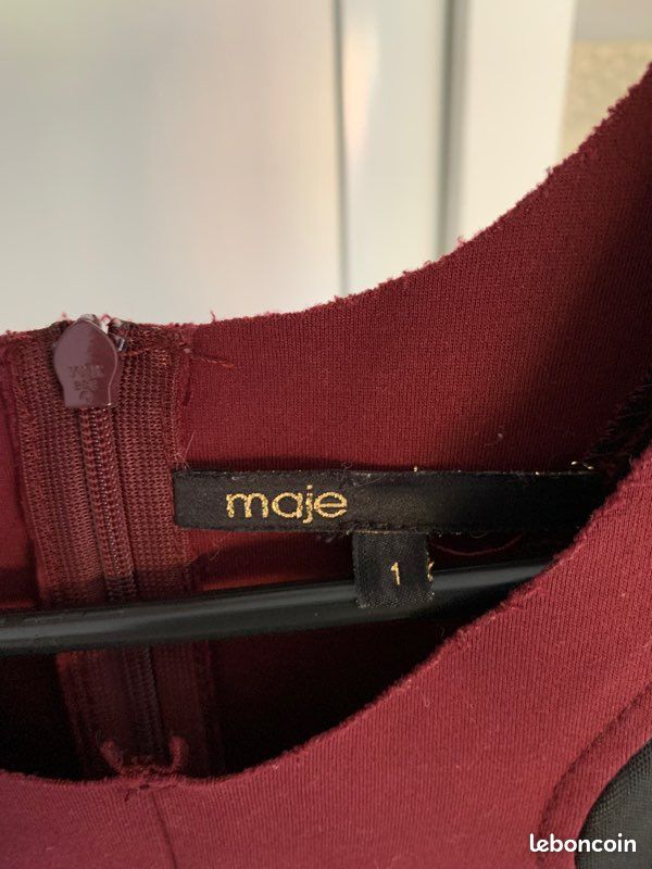 Robe bordeaux Maje taille 1 avec empiècements tulle (image 3)